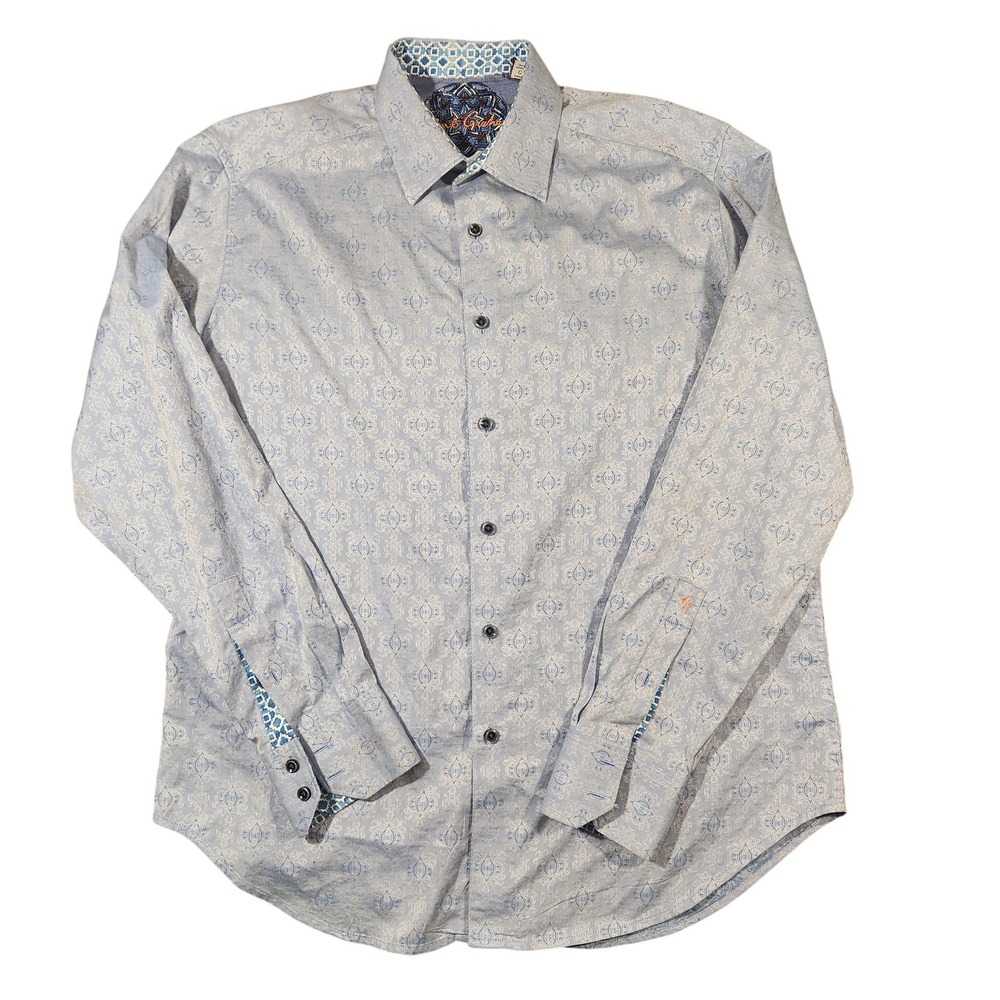 Robert Graham Shirt Mens Large Blue Classic Fit Jacquard Paisley‎ Long Sleeve